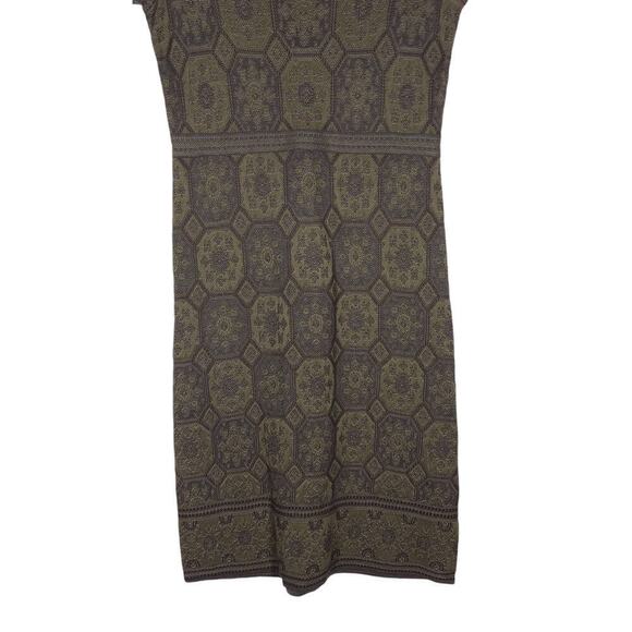 Peruvian Connection Womens Sheath Dress Small Olive Green Knit Short Sleeve Mini - Picture 3 of 12